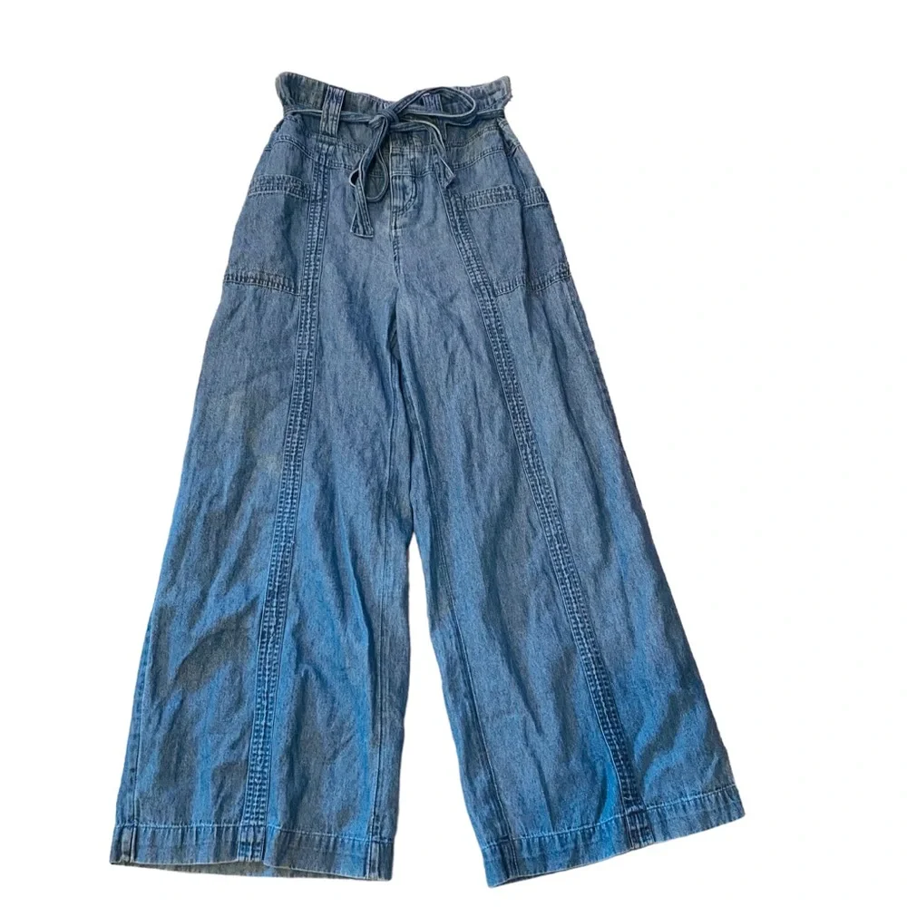 ⭐️ AEO High Waisted Wide Leg Lightweight Cotton Denim Pants - Picture 2 of 7